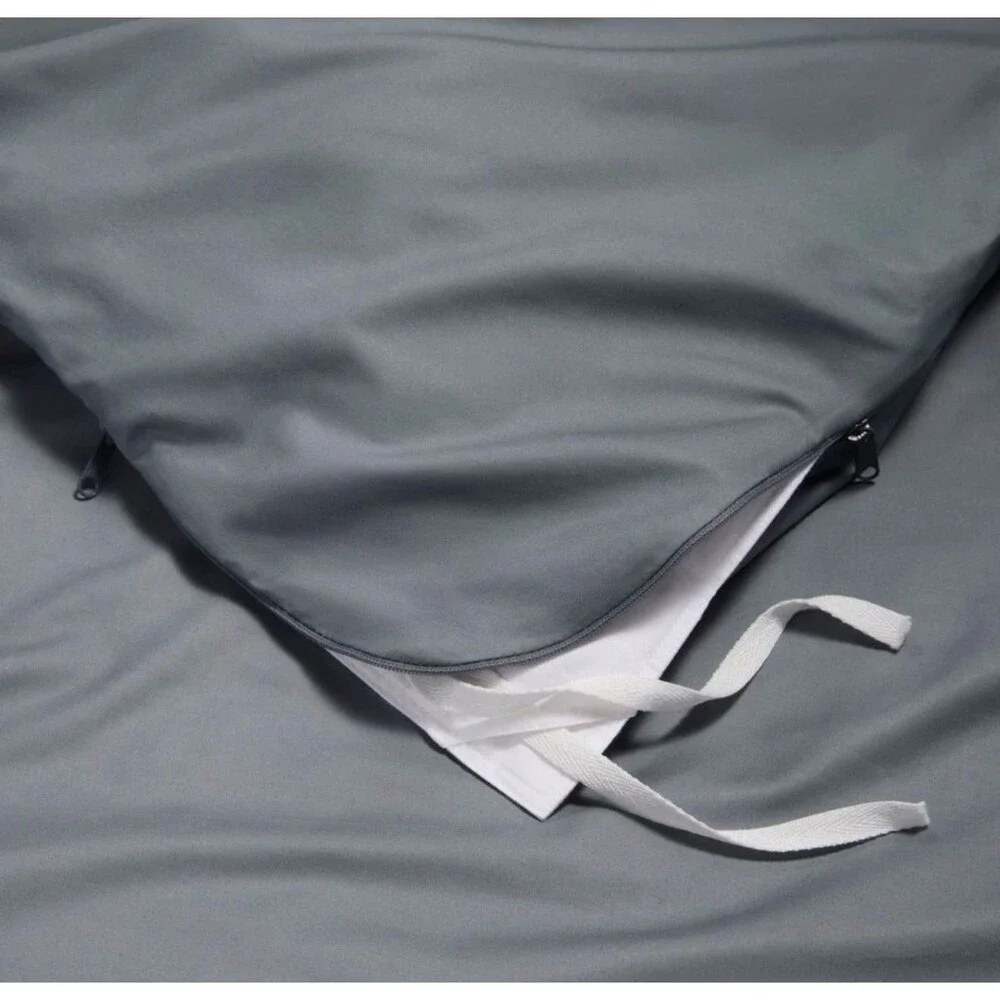Queen Cotton Percale Duvet Set Mineral Blue - Casaluna NEW